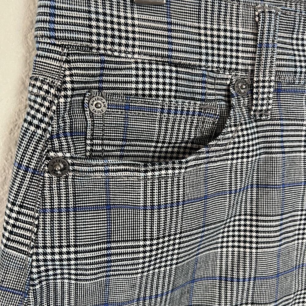 American Eagle Women's Size 4 Hi-Rise Mini Skirt Black Blue White Plaid Stretch - Picture 8 of 12